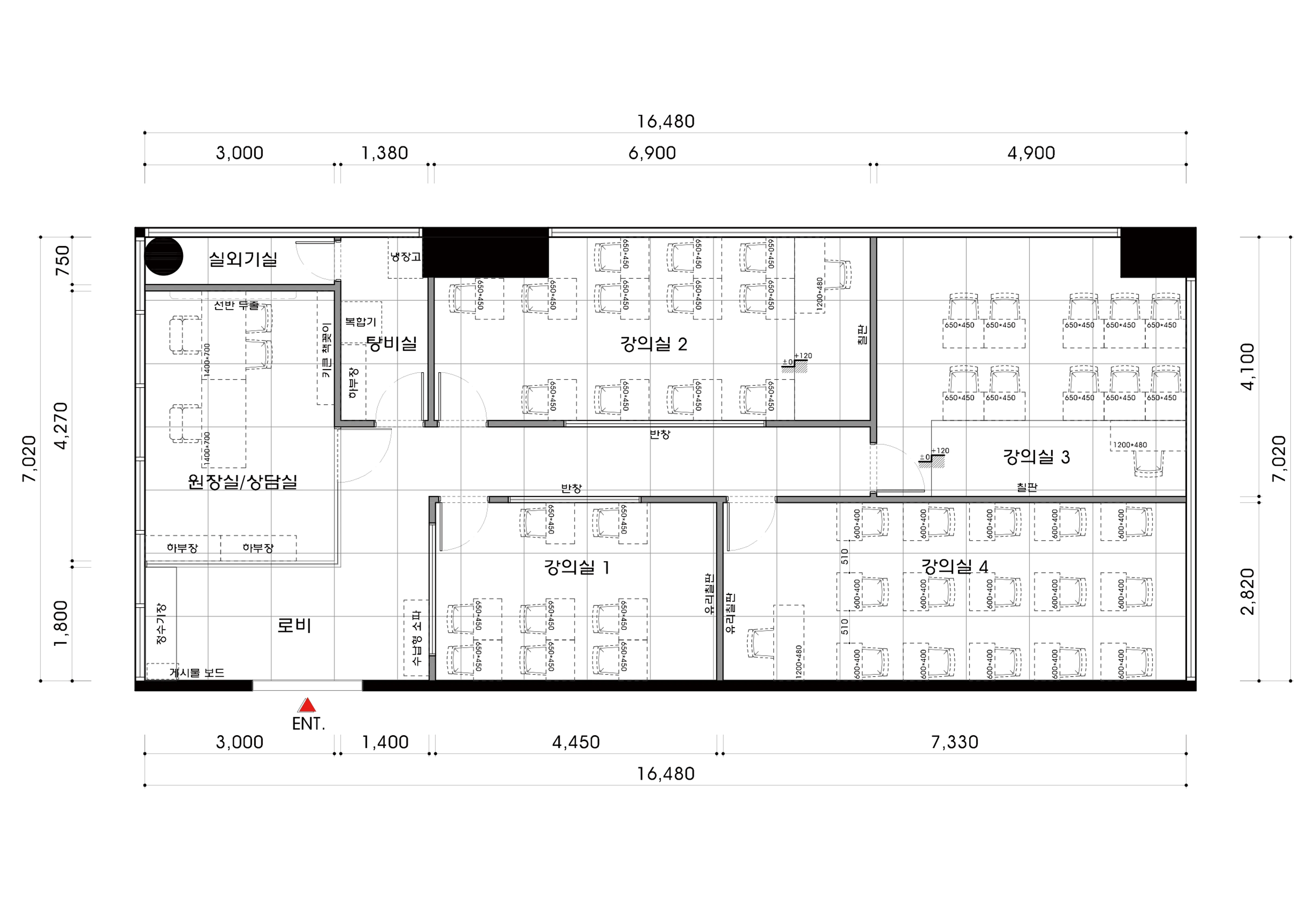 부천 36평 수학학원 평면도 1번 컷
