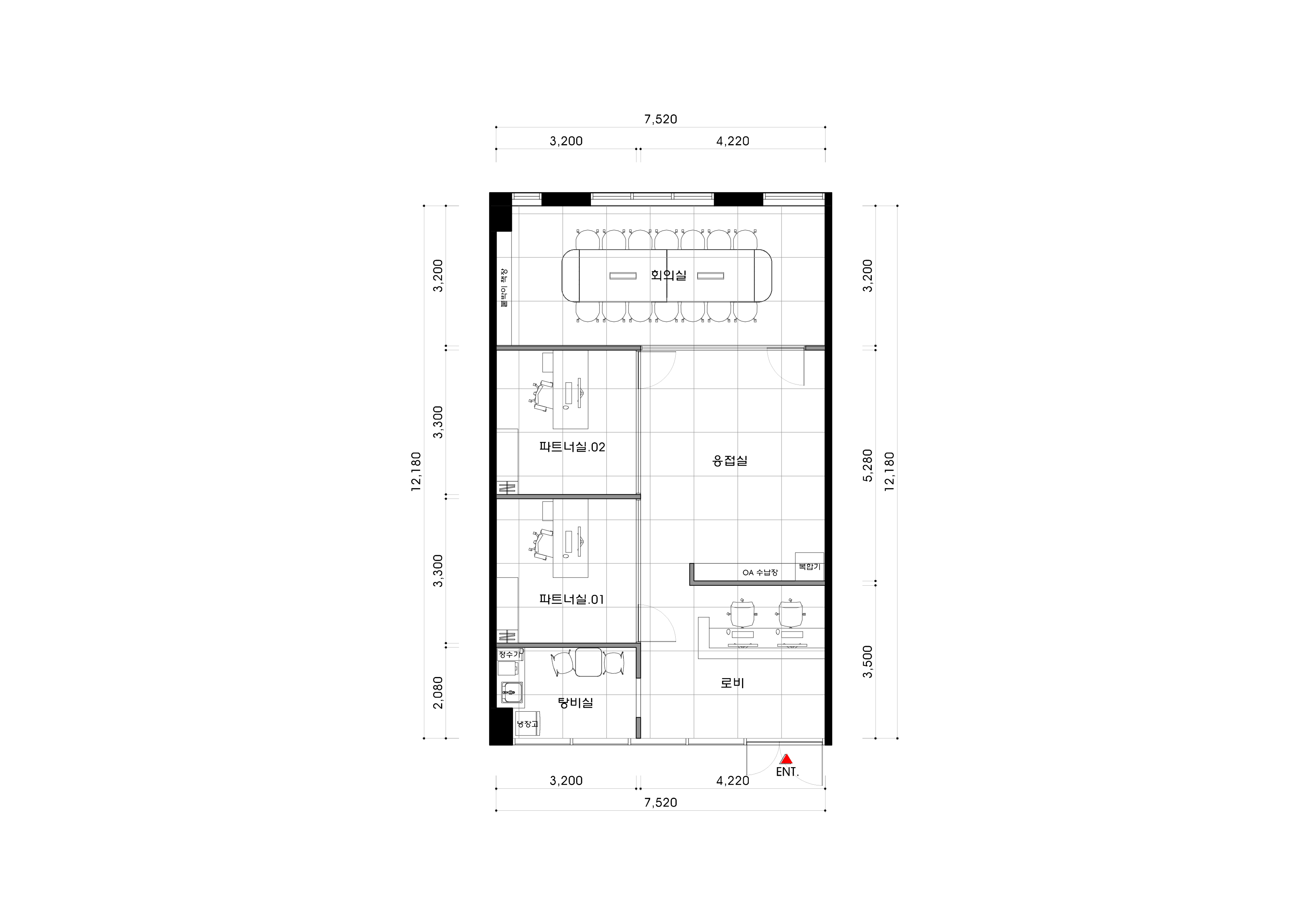 인천서구 법무법인 사무실 인테리어 평면도 1번 컷