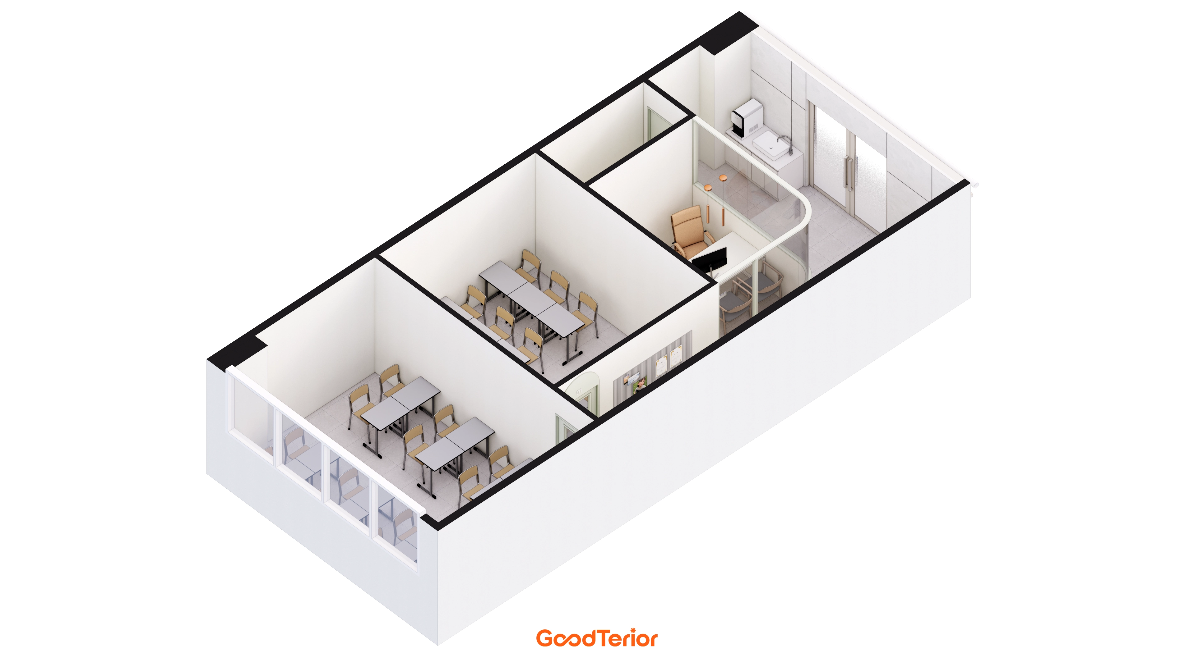 봉담 16평 영어교습소 인테리어 투시도 3번 컷