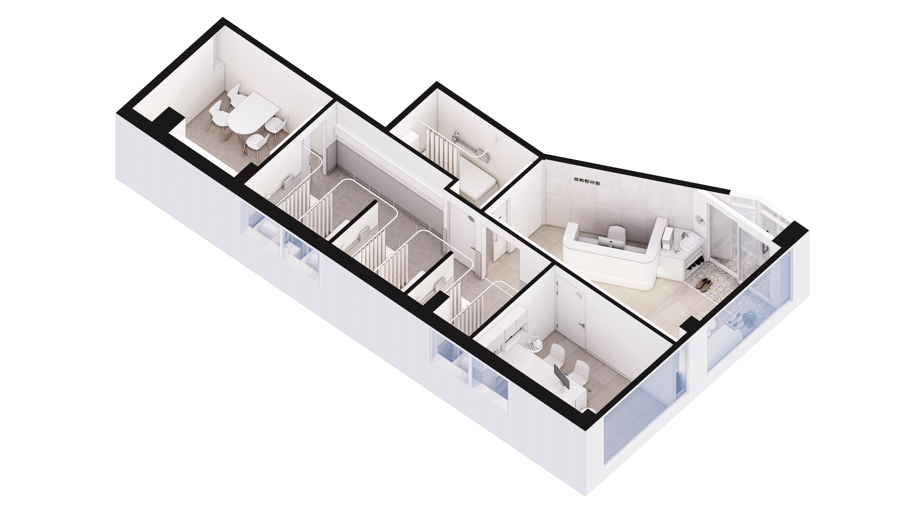 마곡 20평대 한의원 인테리어 투시도 3번 컷