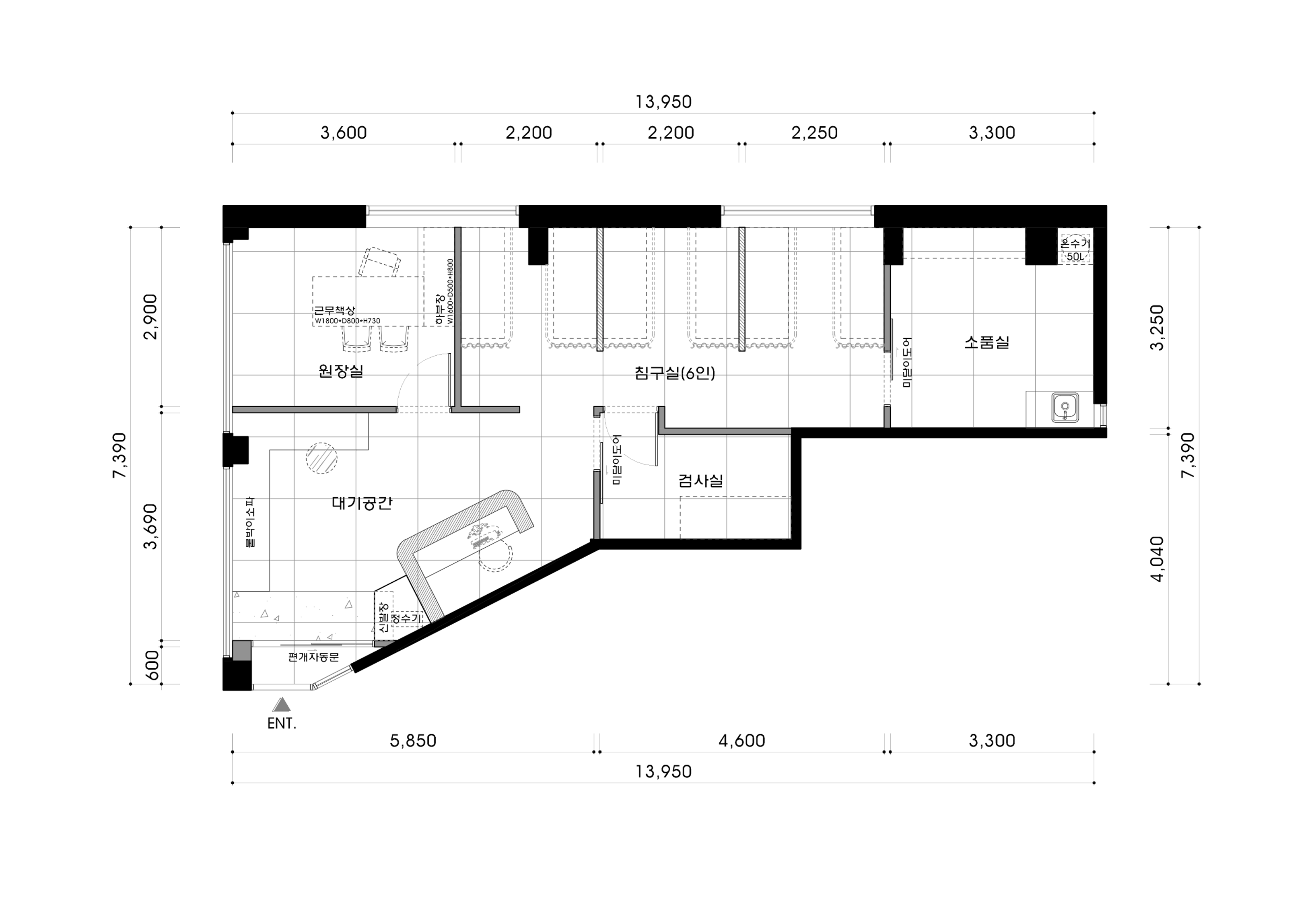 마곡 20평대 한의원 인테리어 평면도 1번 컷