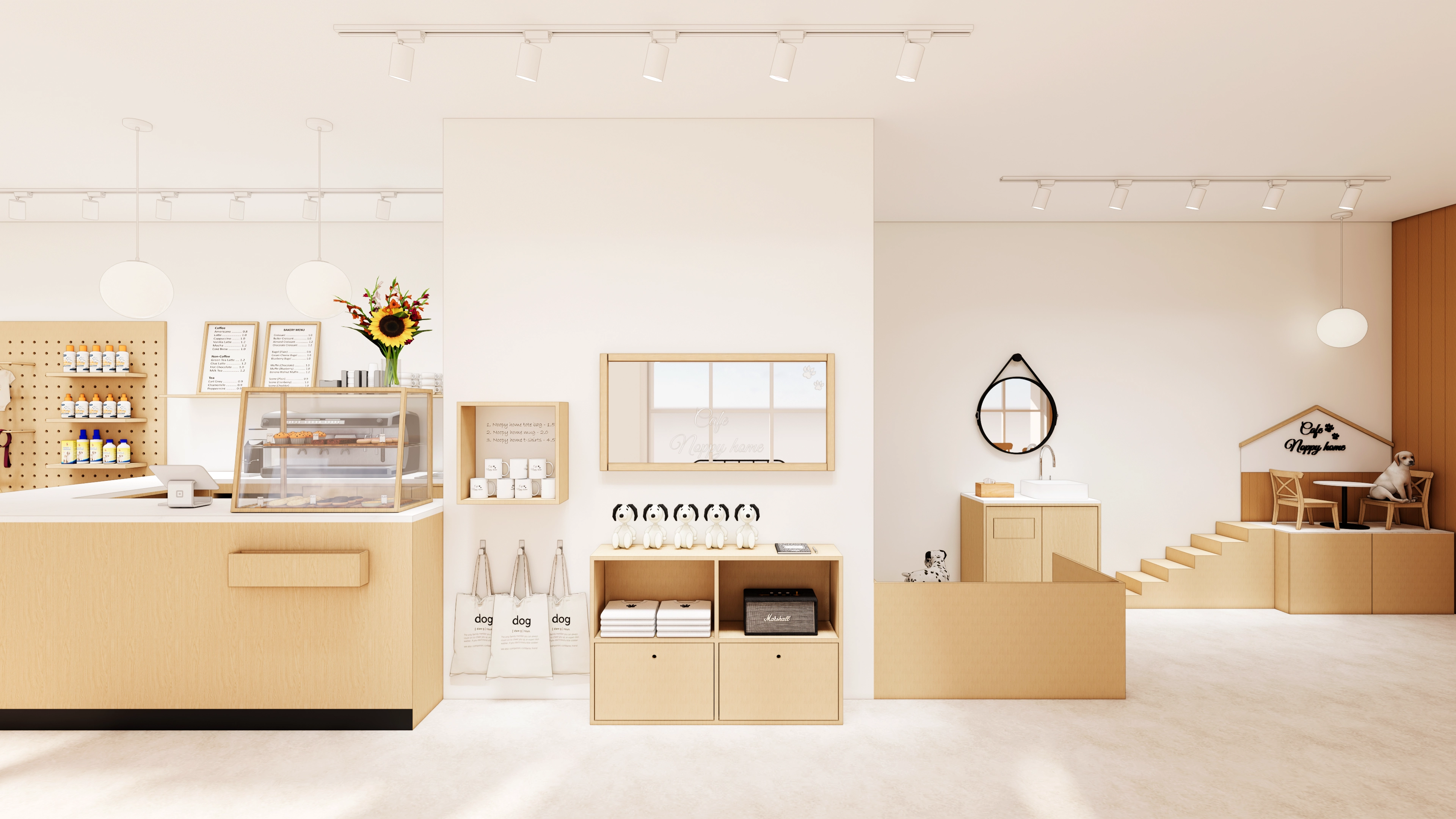 22평 애견카페 인테리어 디자인 1번 컷