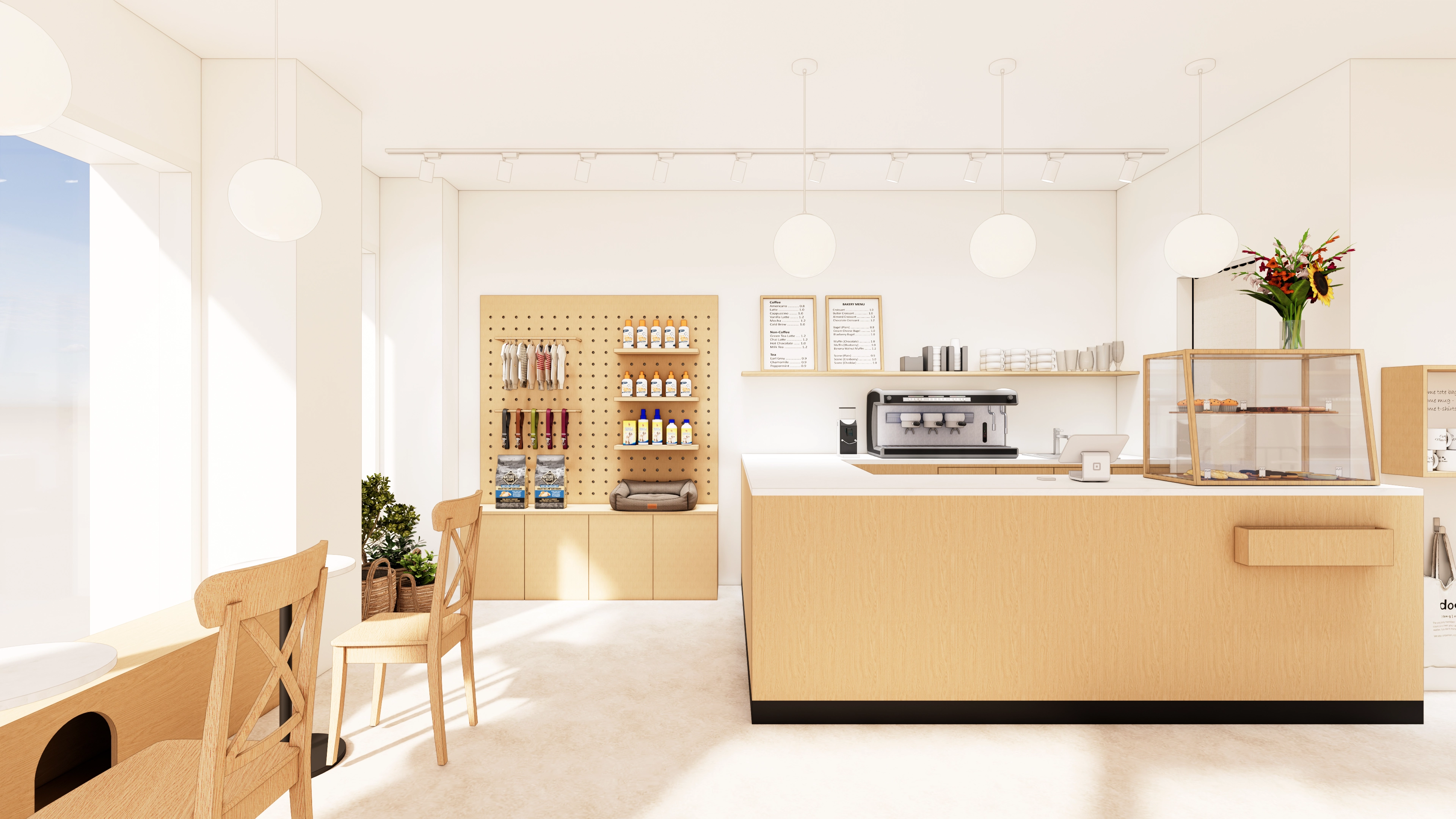 22평 애견카페 인테리어 디자인 2번 컷