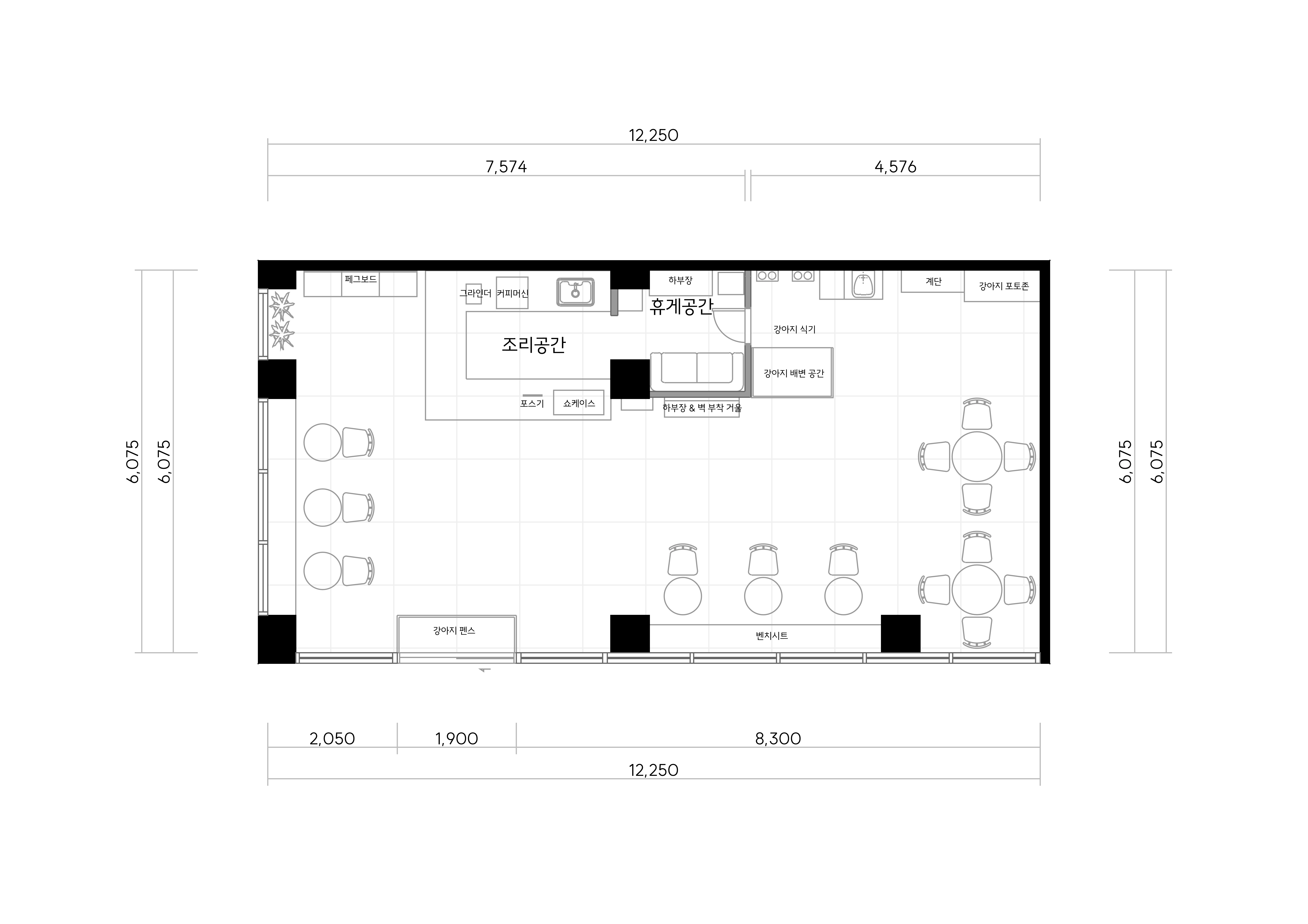 22평 애견카페 인테리어 평면도 1번 컷